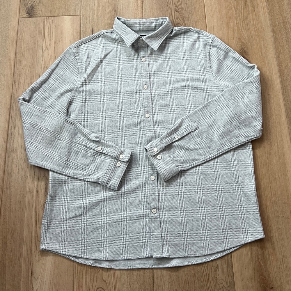 Express Men's Gray Plaid Shirt Jacket